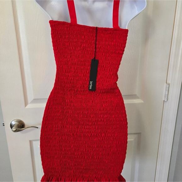 Krisa Smocked Tank Mini Dress NWT Red XS Party Festival going out Wedding guest - Picture 13 of 13